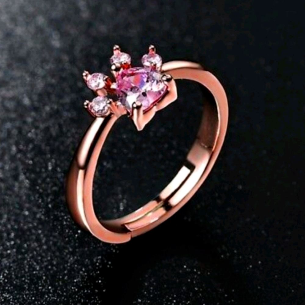 100% QUARTZ PUPPY🐕🐾PAW ADJUSTABLE RING